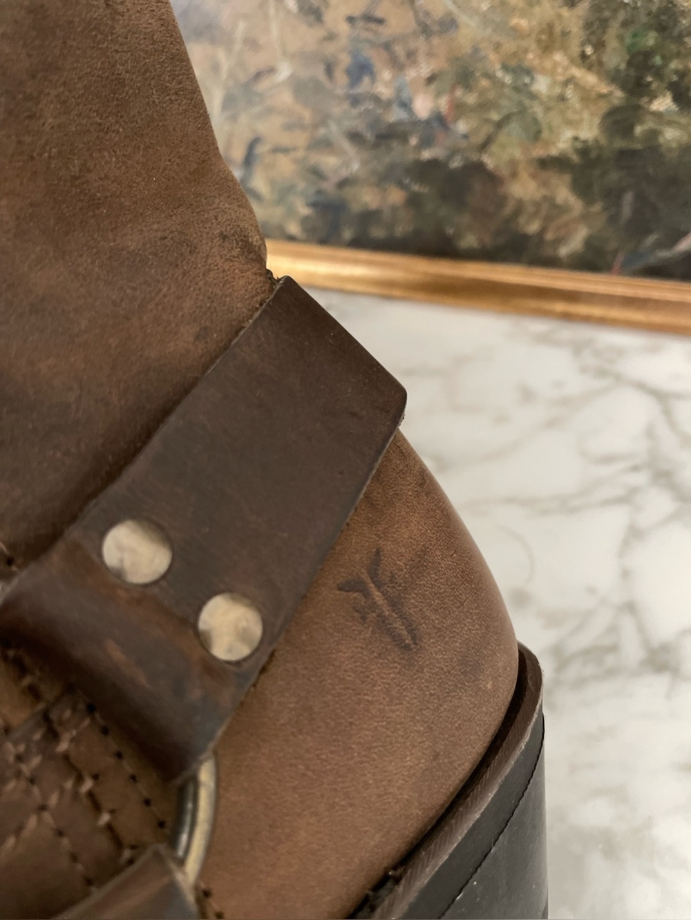 Frye 12R Harness Boots 77300 Chocolate Brown Leather Size 7.5 - Picture 9 of 9